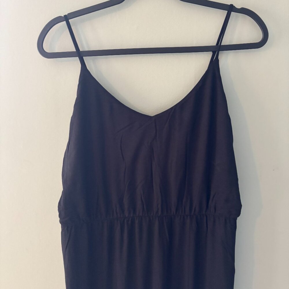 Lulus Watch The Sunset Black Maxi Basic Slit Dress - image 3